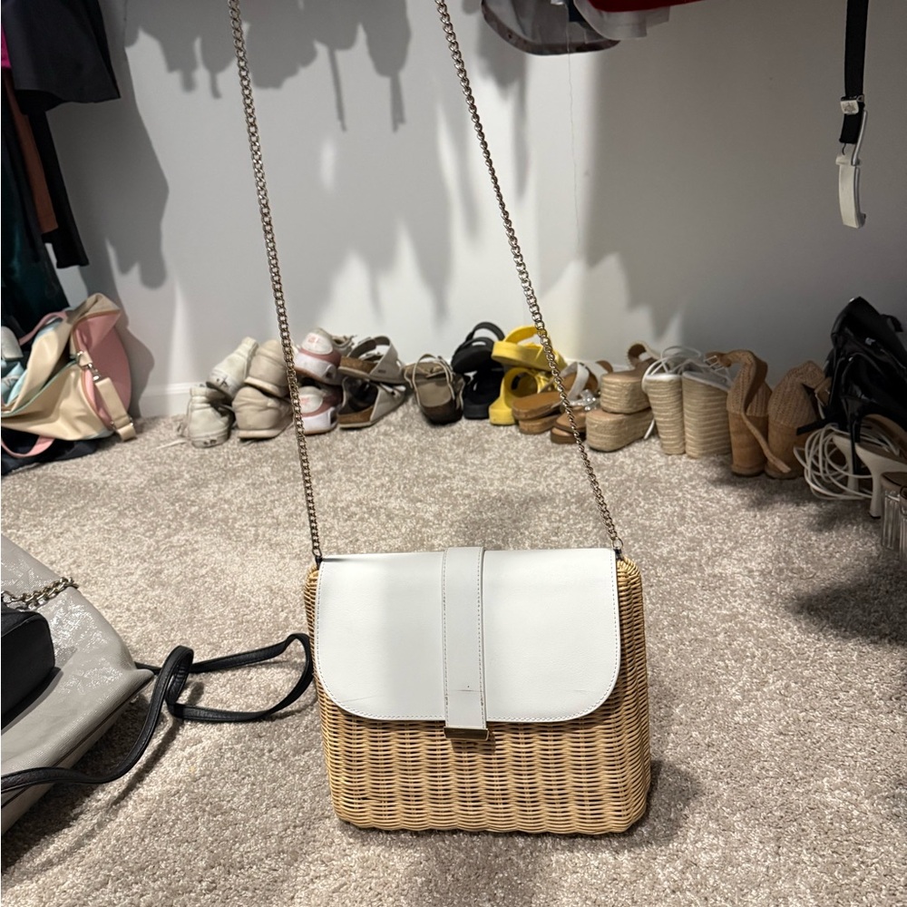 Talbots White and Tan Crossbody Bag